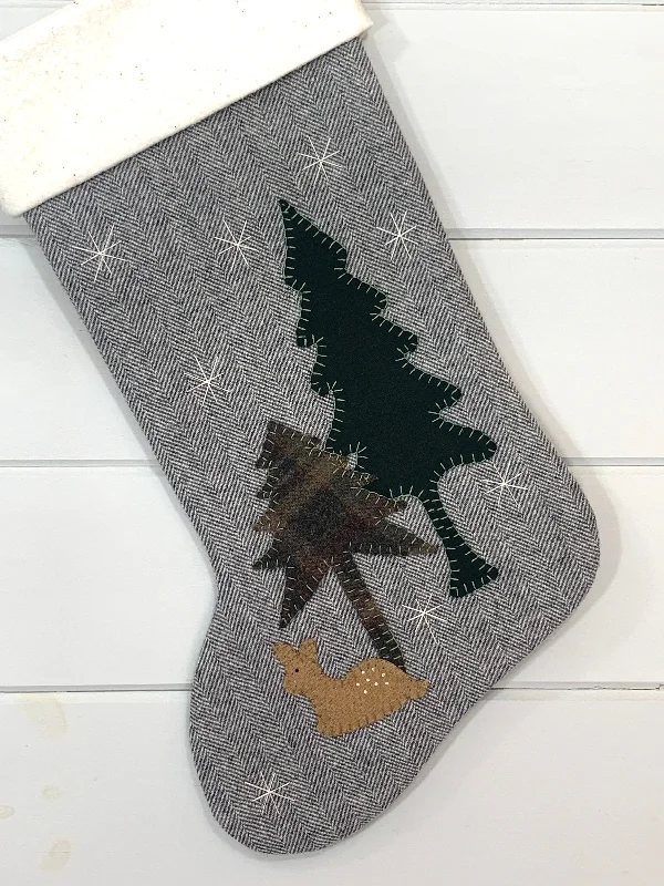 Rustic Woodland Baby Deer Christmas Stocking