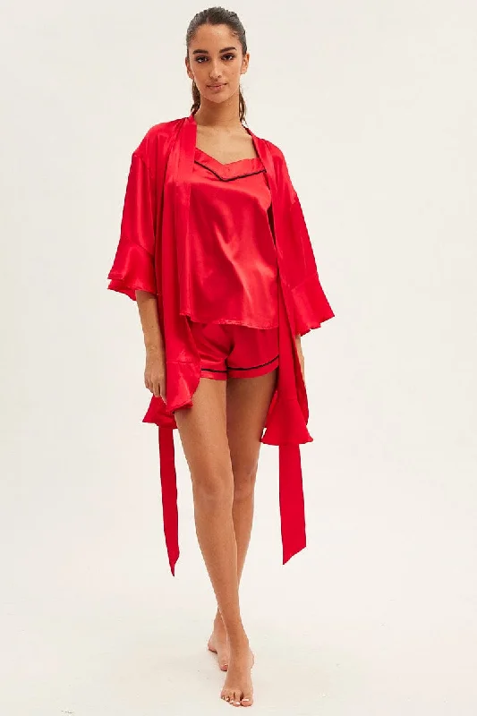 Red Satin Nightwear Robe