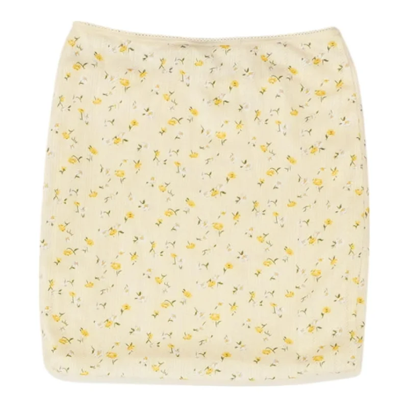 Yellow Floral Mini Skirt