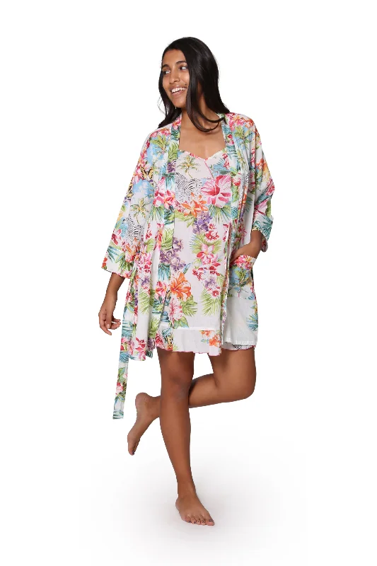 White Tropical Cotton Robe