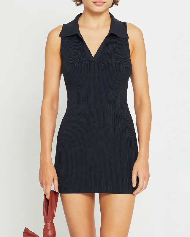 Sculpting Knit Polo Mini Dress