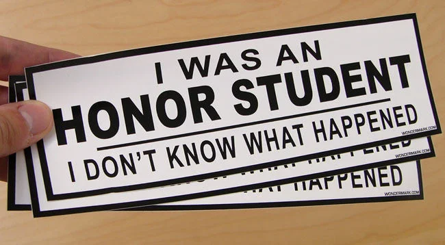 I Was An Honor Student, I Don't Know What Happened (Set of 3 Bumper Stickers)