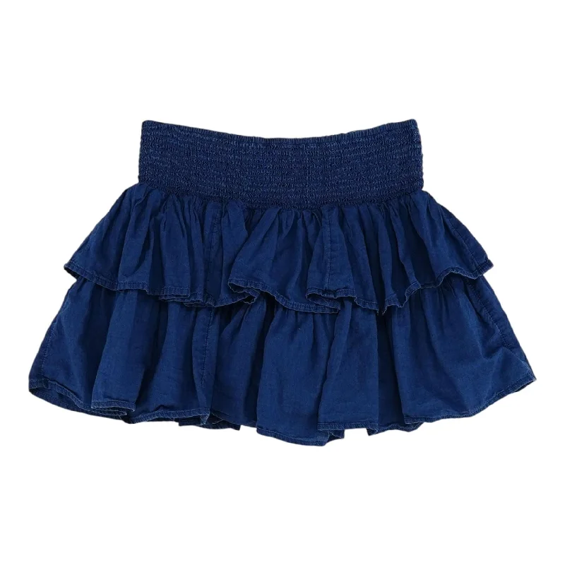 Blue Solid Mini Skirt