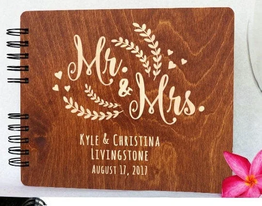 Personalized Rustic Wedding Guest Book Wooden Hand Made Wood Alternate Mr Mrs Guestbook Custom Newlywed Wedding Guest Register Photo Booth