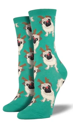 Women's Antler Pug Socks