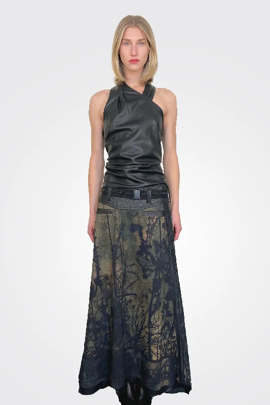 Long Belted Skirt - Blackwood