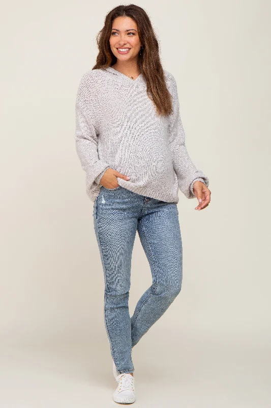 Light Blue Slightly Distressed Maternity Skinny Jeans