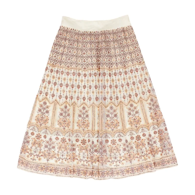 Ivory Embroidery Detail Midi Skirt