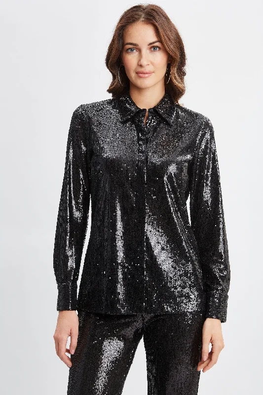 Sequin Button Down Shirt