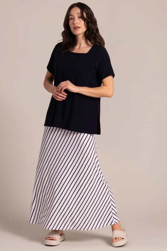 Essential A-Line Skirt | Navy Stripe