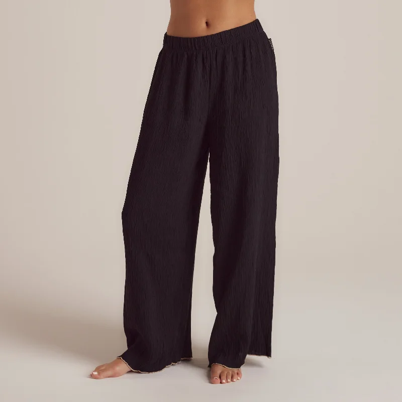 Crinkle Pyjama Bottoms - Black