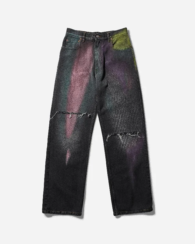 Women's Chalk Print 5-Pocket Denim Pants Black