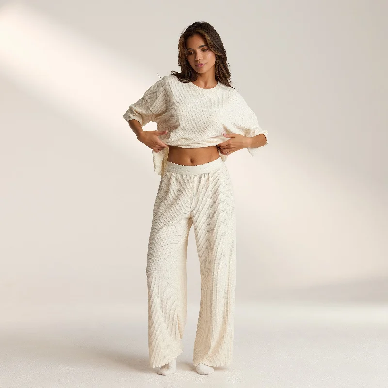 Soft Waffle Pyjama Bottoms - Cream