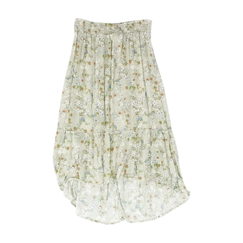 Green Floral Midi Skirt