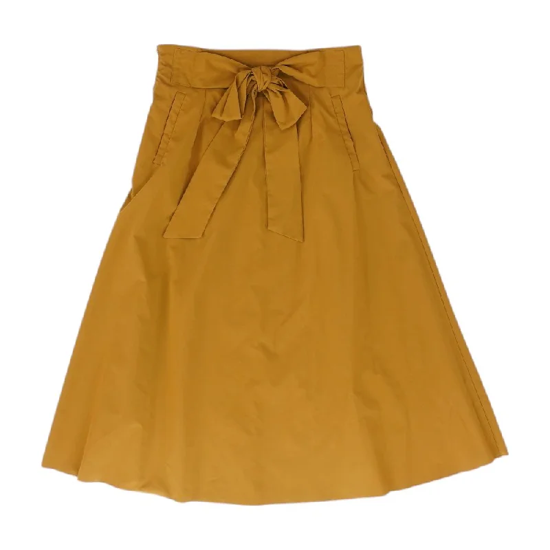 Tan Solid Midi Skirt