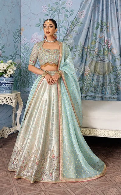 Jamawar Lehenga with Choli and Dupatta Bridal Dress