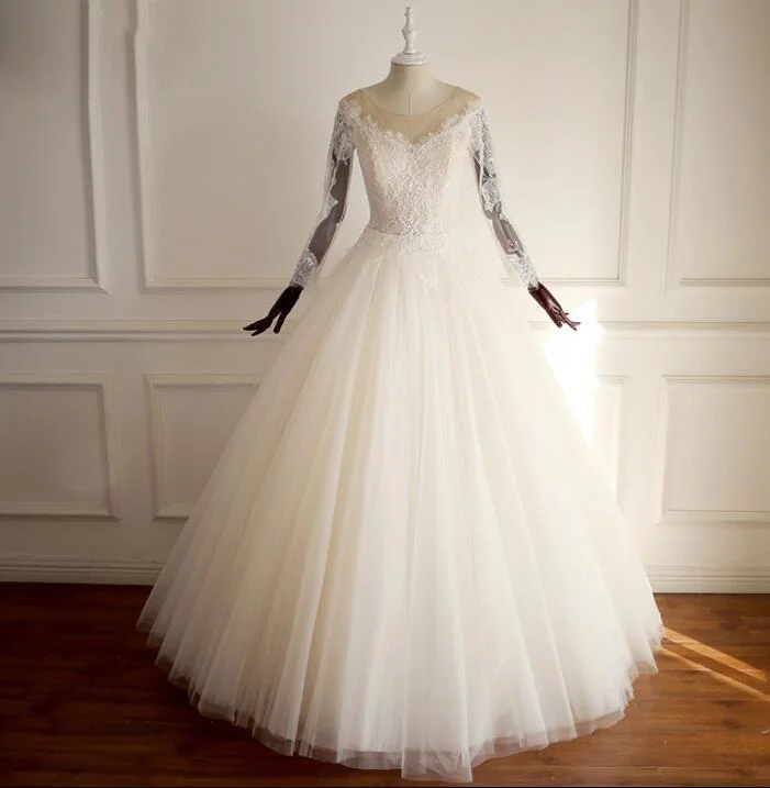 Long Sleeves Scoop Hot Selling Wedding Dresses Online, Fashion Modest Bridal Gown, WD0278