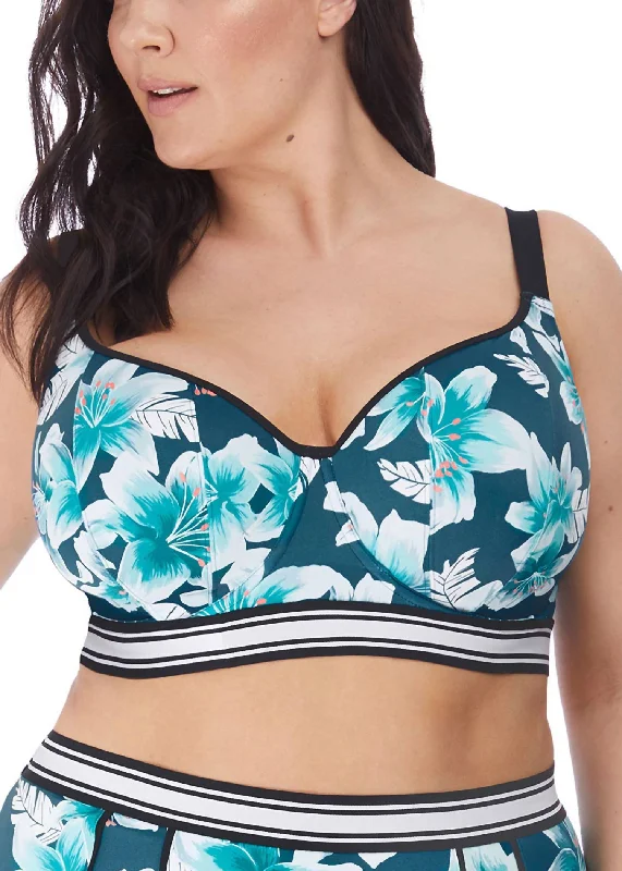 Island Lily Sweetheart Crop Bikini Top In Petrol