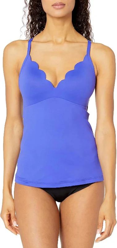 Petal Edge Tankini Top In Reflex Blue