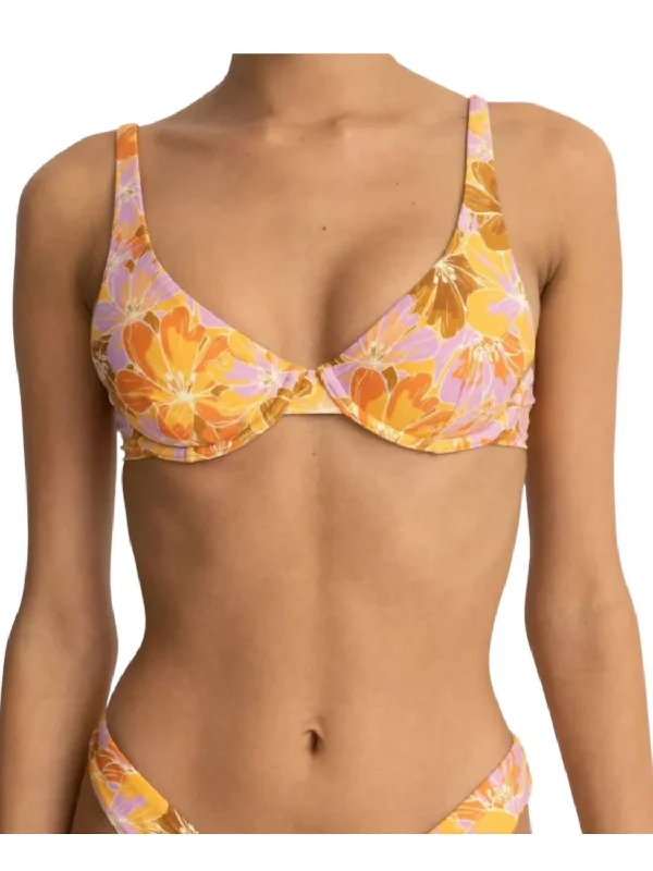 Mahana Floral Underwire Bikini Top In Yellow