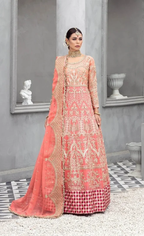 Pink Pakistani Bridal Dress in Embellished Gown Style