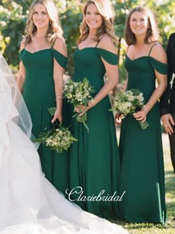 Off The Shoulder Bridesmaid Dresses, Green Fashion Bridesmaid Dresses