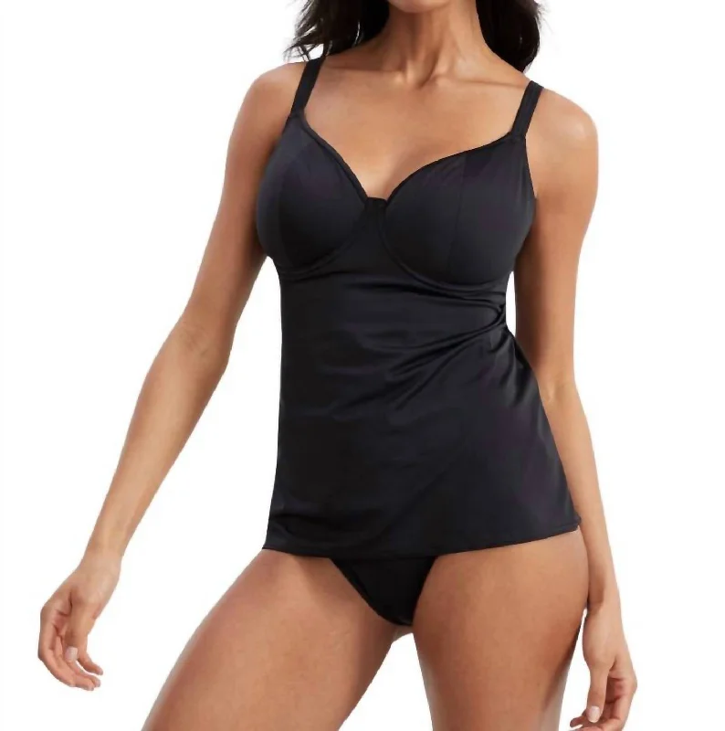 Jewel Cove Underwire Tankini Top In Black