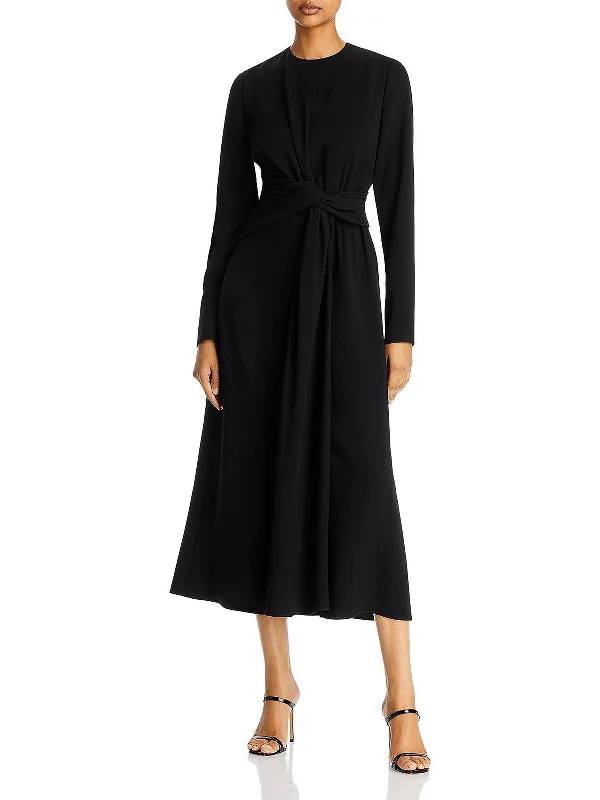 Womens Knit Long Sleeves Midi Dress