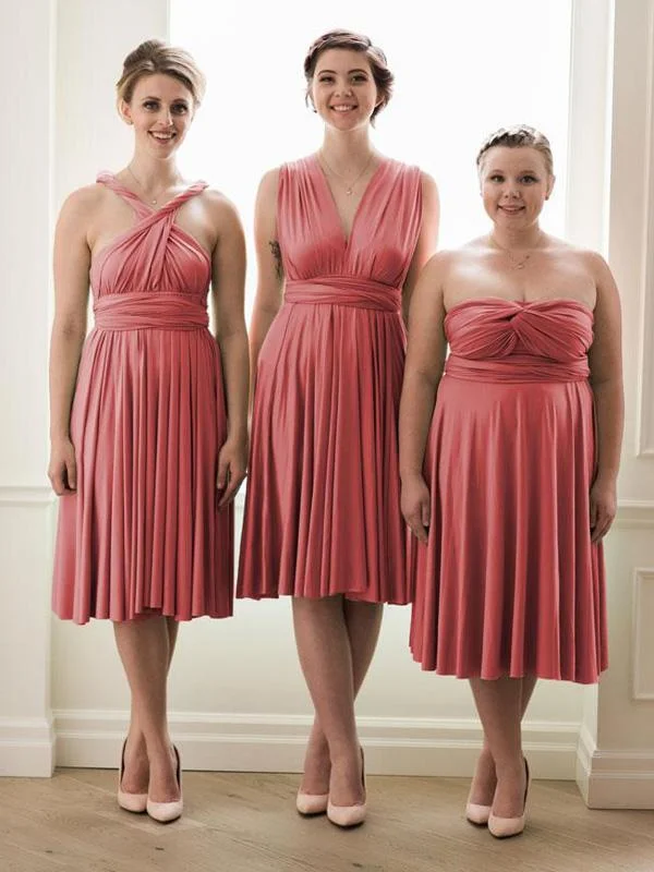 Coral Convertible Short Bridesmaid Dresses