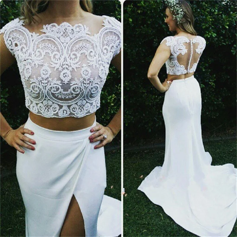 New Arrival Two Piece Lace  Most Popular Modest Custom handmade Wedding Dresses,  WD0335