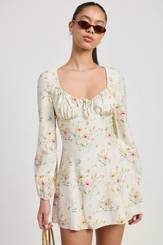 Long Sleeve Floral Mini Dress