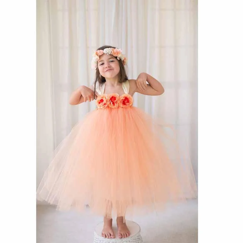 Strap Dusty Orange Pixie Tutu Dresses, Cheap Popular Flower Girl Dresses,Junior Bridesmaid Dresses, FG113