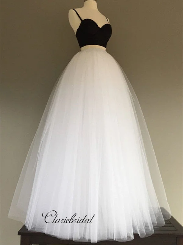 Two Pieces Spaghetti Straps Wedding Dresses, Cheap Tulle Wedding Dresses