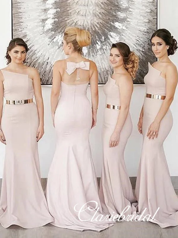 Pink Mermaid Bridesmaid Dresses, Long Bridesmaid Dresses