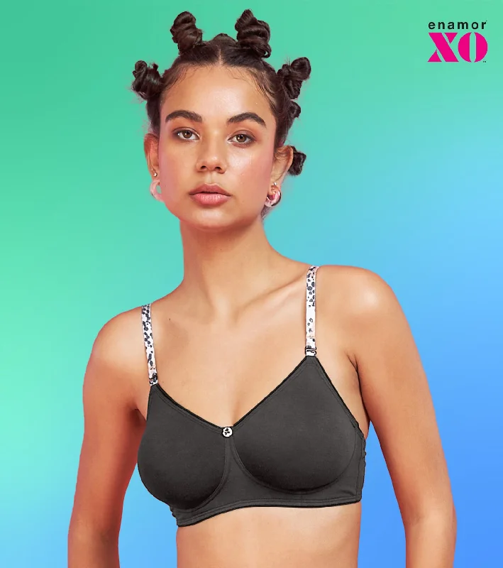 Enamor XO Graphite Non Wired Non Padded Regular Bra - Livia