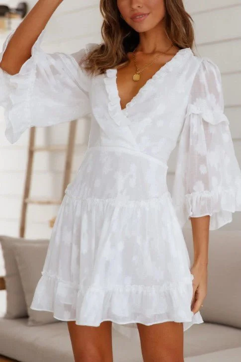 White Ruffle Mini Dress