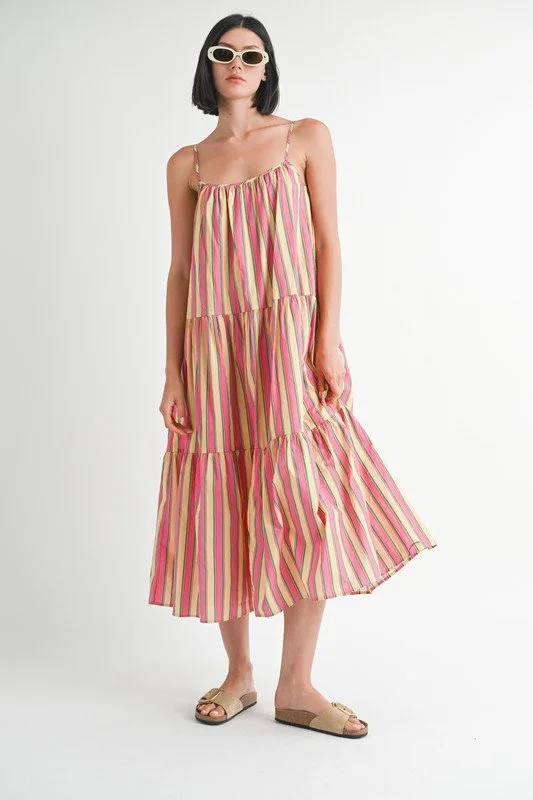 Striped Tiered Maxi Dress