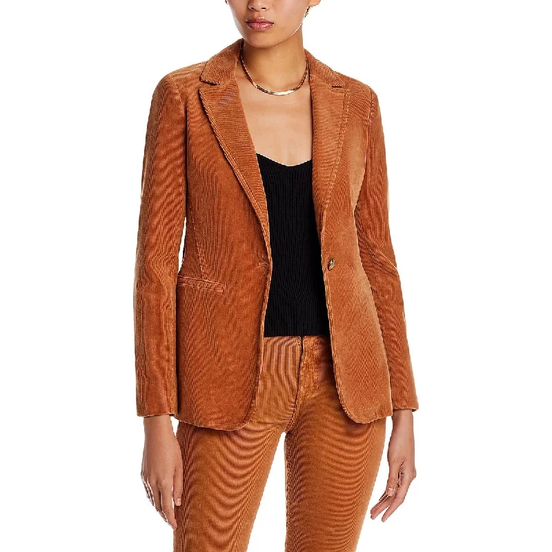 Macey Womens Corduroy Business One-Button Blazer