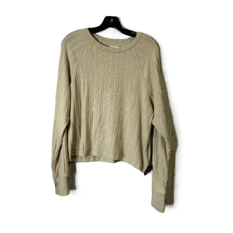 Top Long Sleeve Basic By Aerie In Tan, Size: M