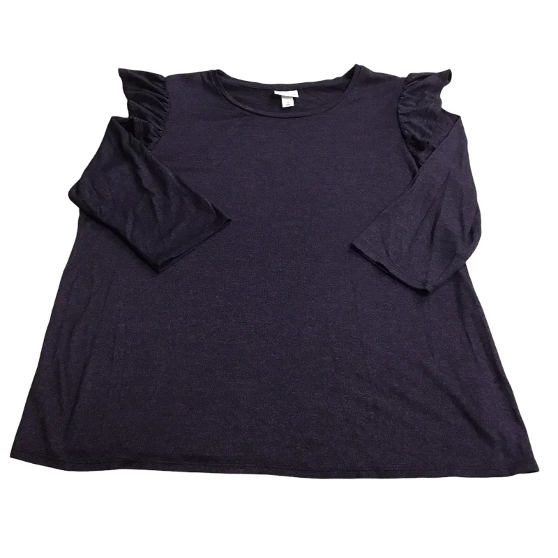 Top Long Sleeve By Ava & Viv In Purple, Size: 24w