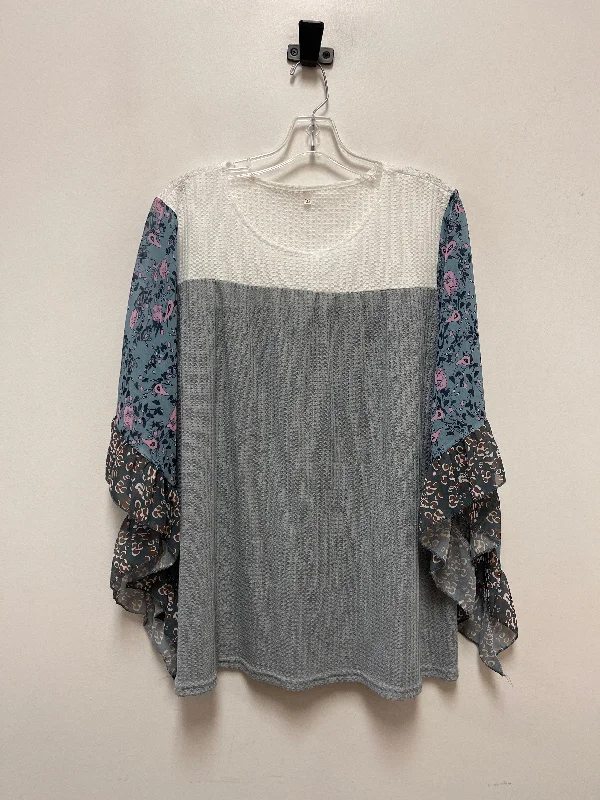 Top Long Sleeve By Clothes Mentor In Grey, Size: 2x