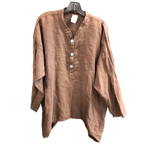 Top Long Sleeve By Cmc In Brown, Size: L