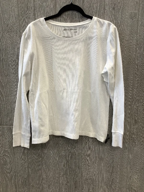 Top Long Sleeve By Eddie Bauer In White, Size: Xl