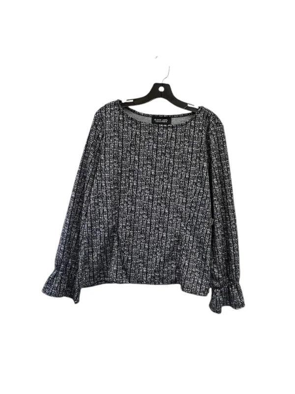 Top Long Sleeve By Evan-picone In Black & White, Size: Xl