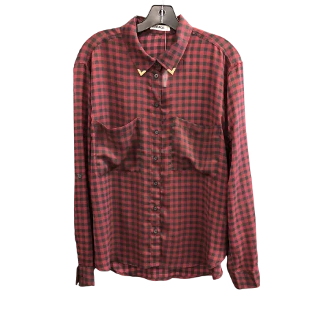 Top Long Sleeve By Garage In Plaid, Size: L