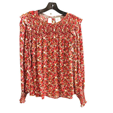 Top Long Sleeve By Knox Rose In Pink & Red, Size: L