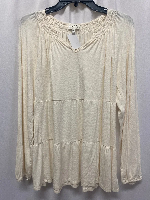 Top Long Sleeve By Wonderly In Cream, Size: M